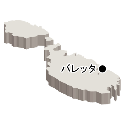 マルタ共和国無料フリーイラスト｜首都名・立体(白)